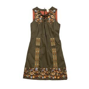 Seen Worn Dress Womens XS Extra Small Kept Avis Embroidered Shift Anthropologie